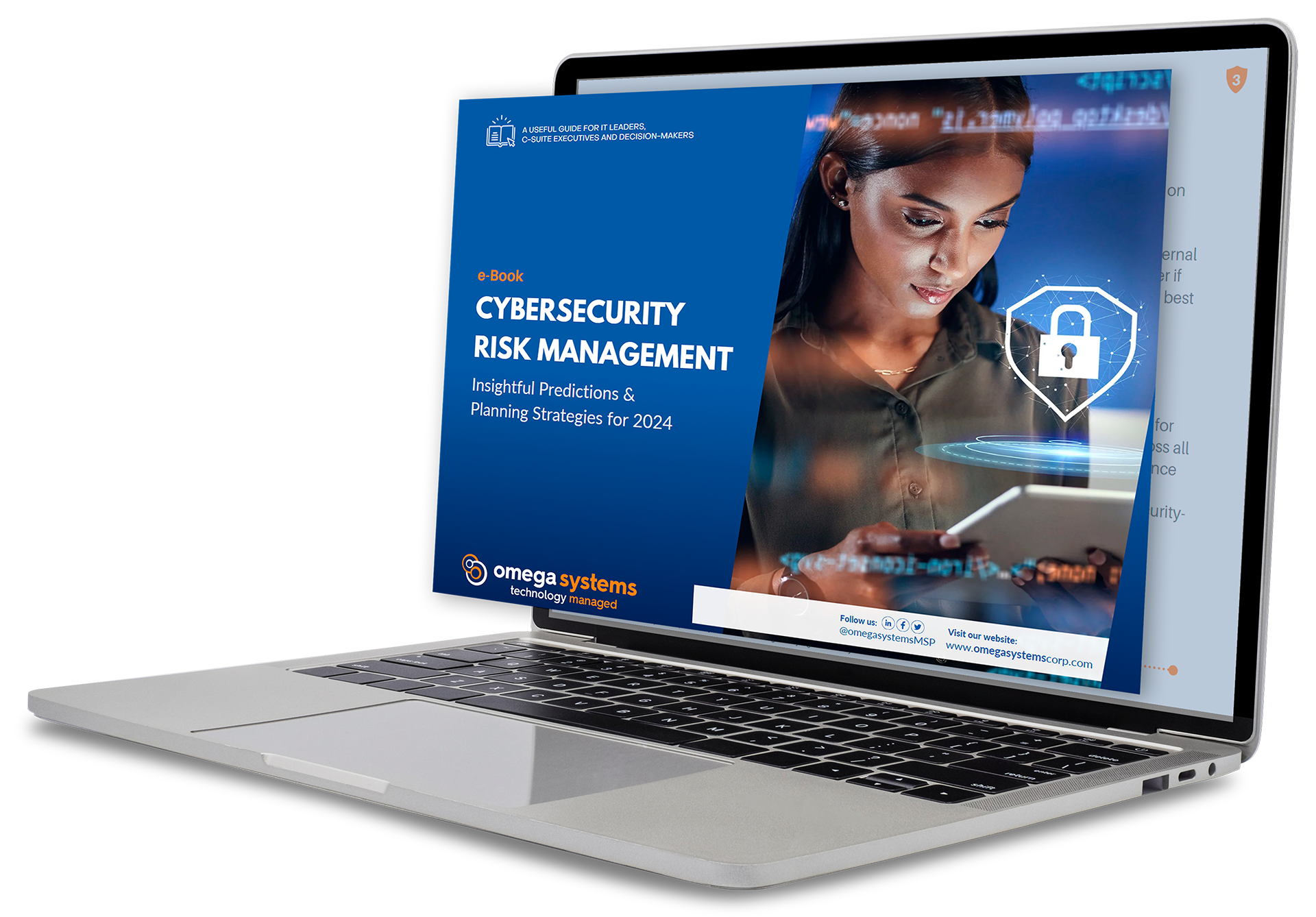 cybersecurity e-book on laptop